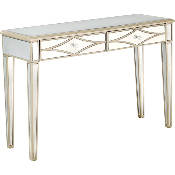 Champagne Finish Console Mirror Table