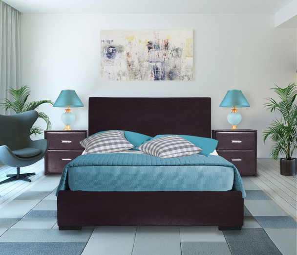 Brown Upholstered Full Platform Bed