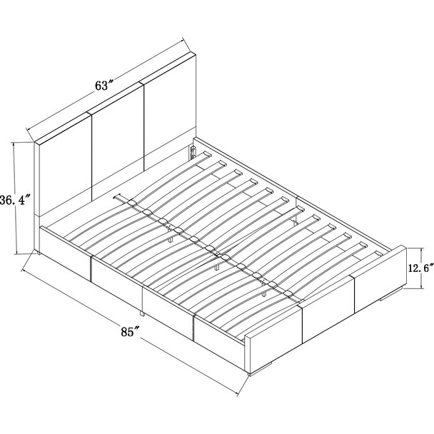 Black Upholstered Queen Platform Bed