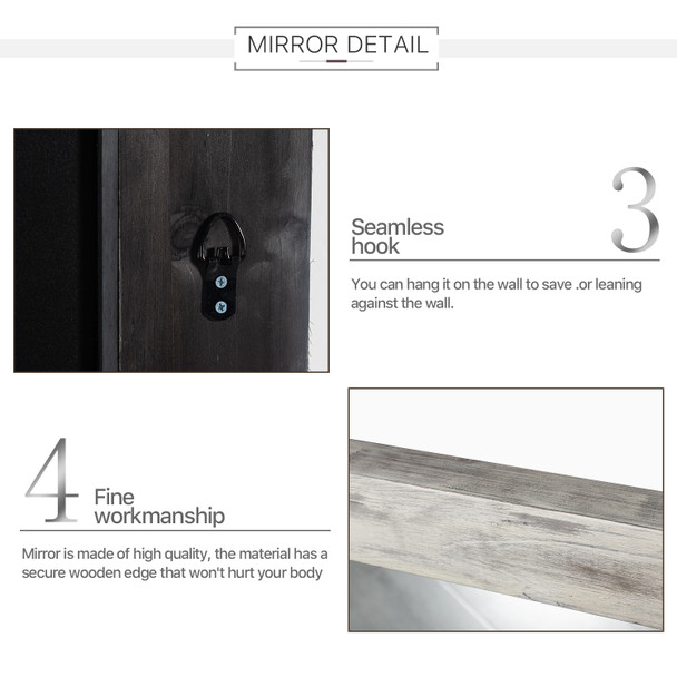 Brushed Dark Gray Wooden Mirror