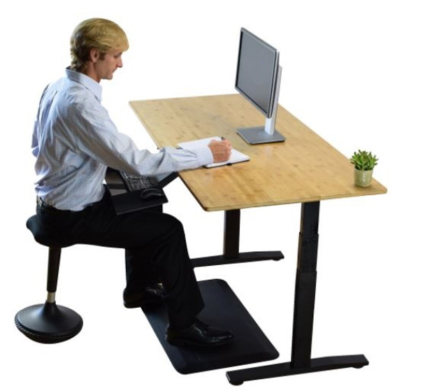 Black and Natural Bamboo 52" Dual Motor Electric Office Adjustable Computer Desk