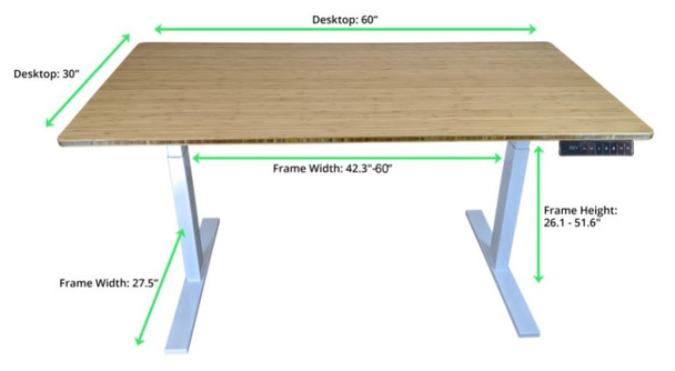 Gray and Natural Bamboo 52" Dual Motor Electric Office Adjustable Computer Desk