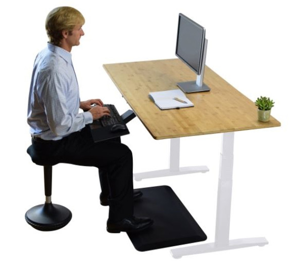 White and Natural Bamboo 52" Dual Motor Electric Office Adjustable Computer Desk