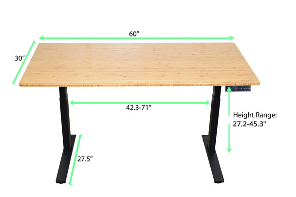 Black and Natural Bamboo 45" Dual Motor Electric Office Adjustable Computer Desk