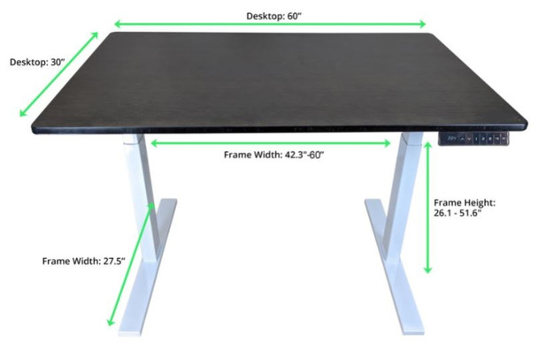 White and Black 52" Bamboo Dual Motor Electric Office Adjustable Computer Desk