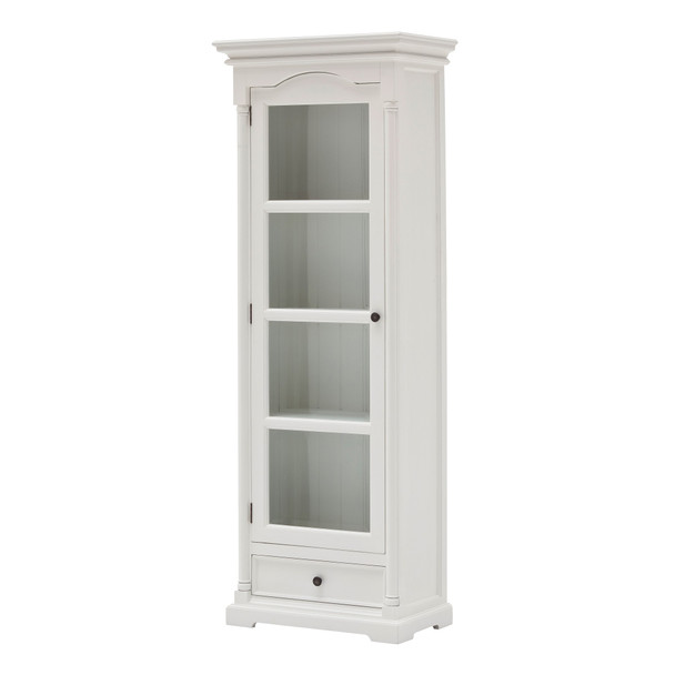 Traditional White and Glass Door Storage Cabinet