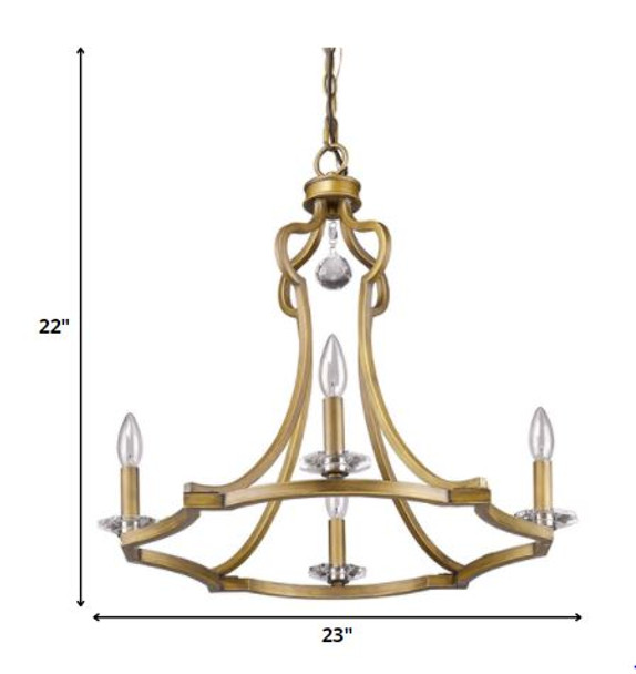 Peyton 4-Light Raw Brass Chandelier With Crystal Accents