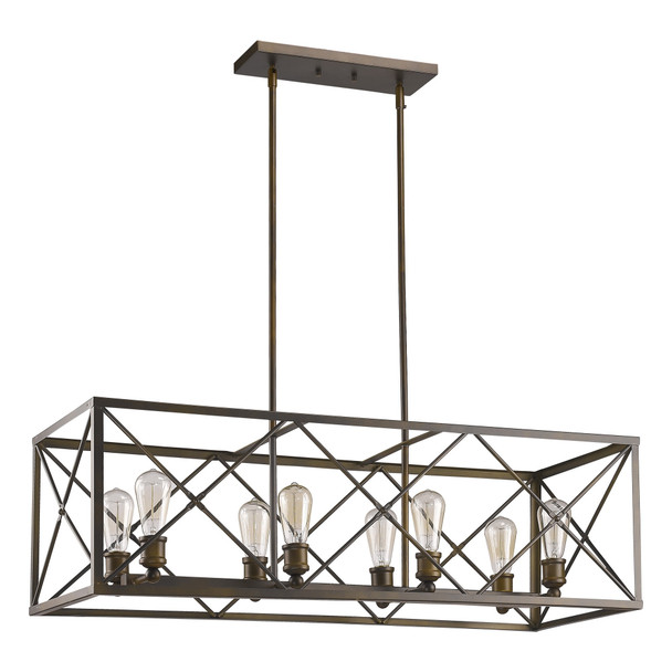 Brooklyn 8-Light Oil-Rubbed Bronze Island Pendant With Metal Framework Shade