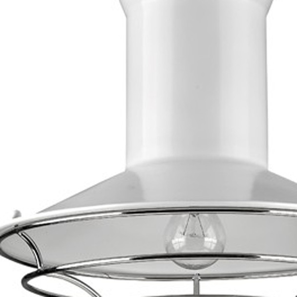 Newport 1-Light White Pendant With Polished Nickel Louver