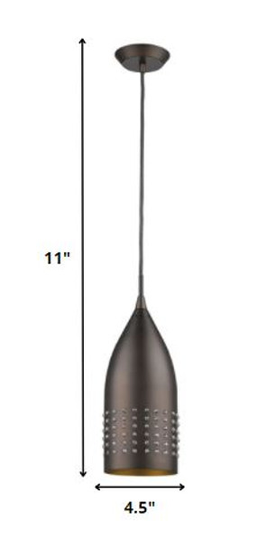 Bronze Hanging Light with Glass Studs