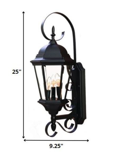 Three Light Matte Black Swing Arm Lantern Wall Light