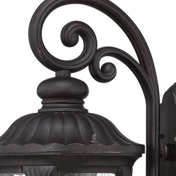 XL Black Cast Aluminum Glass Lantern Wall Sconce