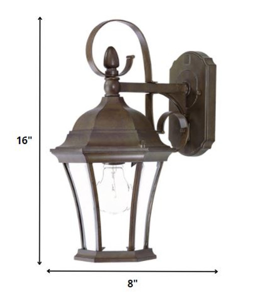 Dark Brown Swing Arm Hanging Lantern Wall Light