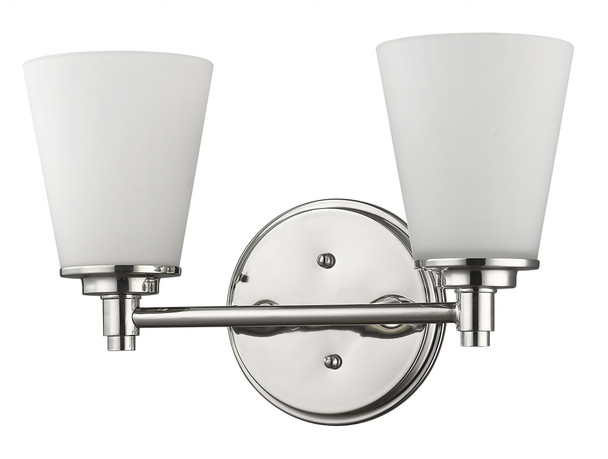 Two Light Silver Wall Light with Frosted Glass Shade
