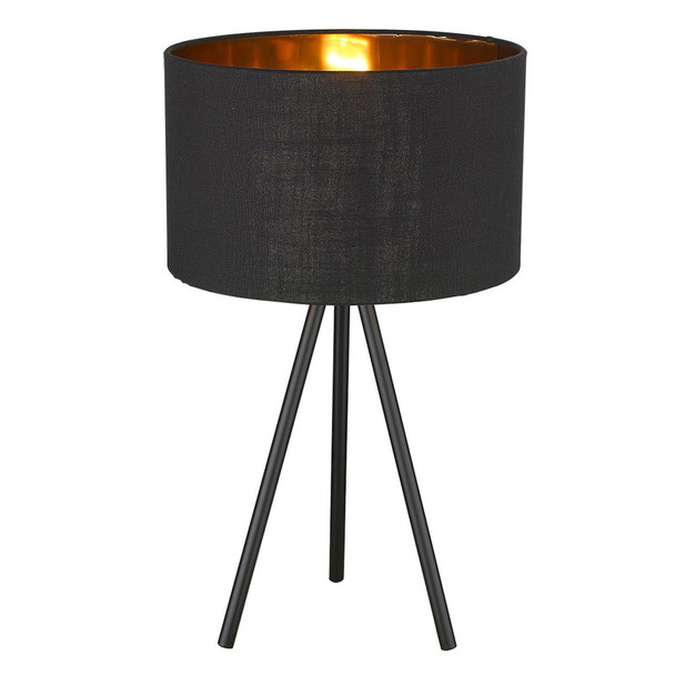 Matte Black and Black Fabric Table Lamp