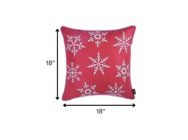 Red and White Snowflakes Throw Pillow