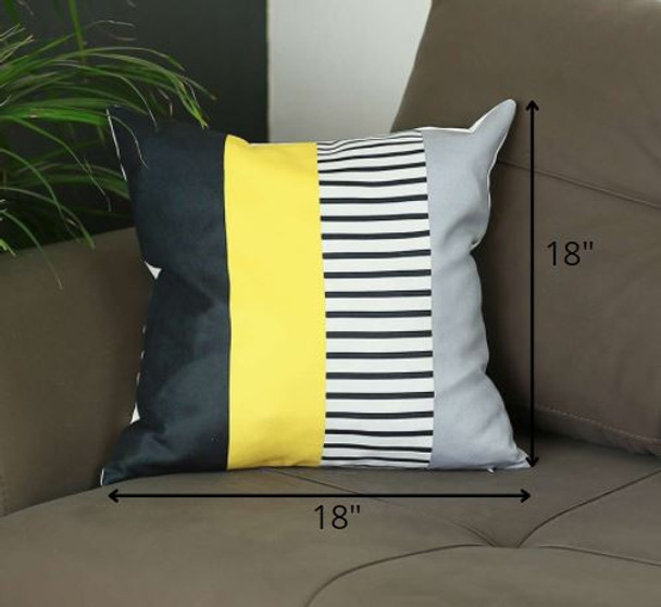 Multicolored Mixed Striped Geometric Throw Pillow