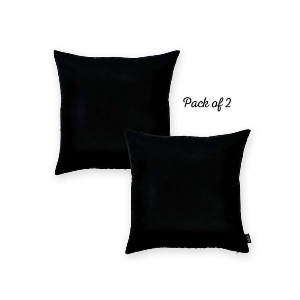 Set of 2 Black Modern Square Throw Pillows