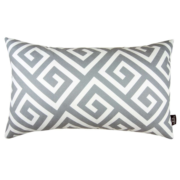 Gray Greek Key Pattern Lumbar Throw Pillow