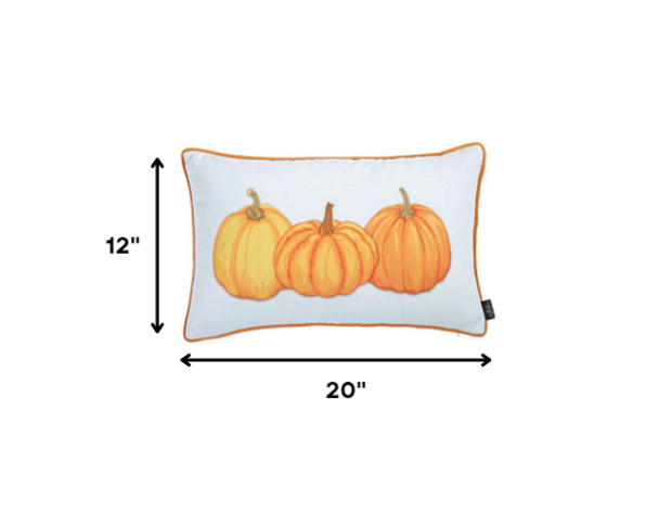 Orange Triple Pumpkin Lumbar Throw Pillow