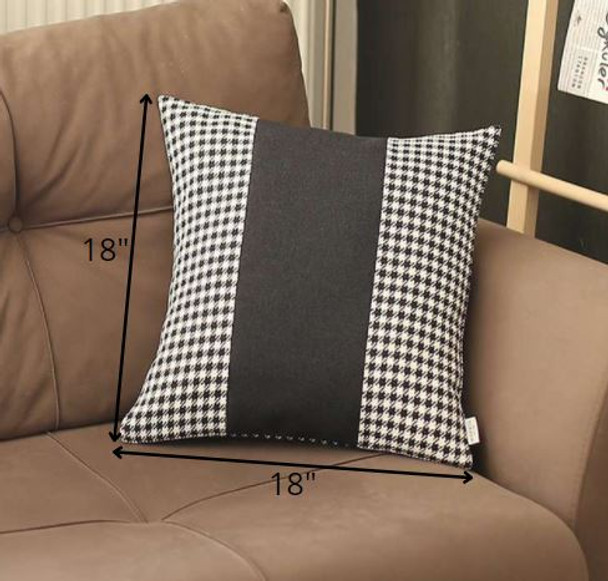 Black Houndstooth Decorative Throw Pillow