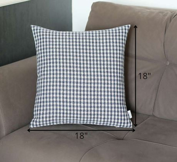 Blue Houndstooth Pattern Throw Pillow