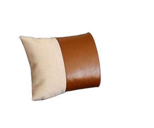 White Base and Brown Center Lumbar Throw Pillow