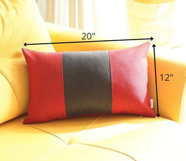 Red and Black Midsection Lumbar Throw Pillow