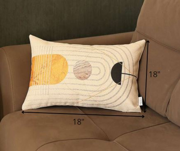 White Geometric Pattern Lumbar Throw Pillow