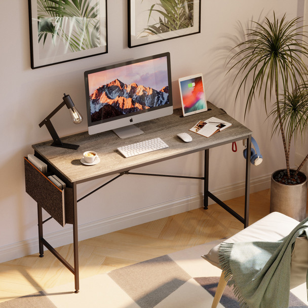 32" Modern Metro Gray and Black Computer Desk