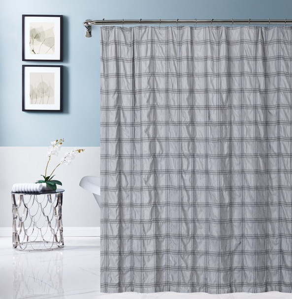 Gray Modern Striped Crinkle Shower Curtain