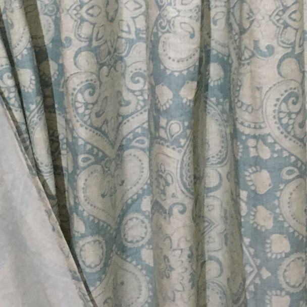 Teal and Cream Medallion Lattice Shower Curtain