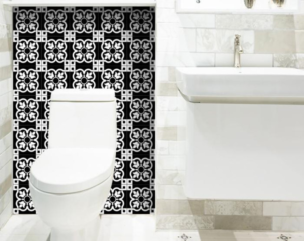 5" X 5" Black and White Stark Peel and Stick Removable Tiles