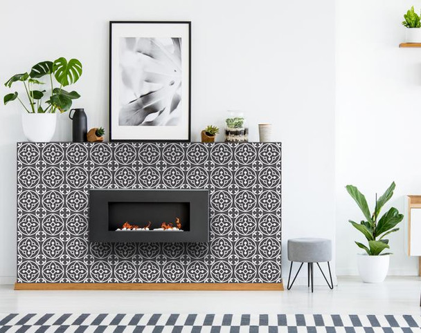 8" X 8" Tulipa Gray and White Peel and Stick Removable Tiles