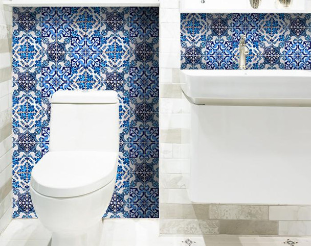 6" X 6" Blue Multi Mosaic Peel and Stick Tiles