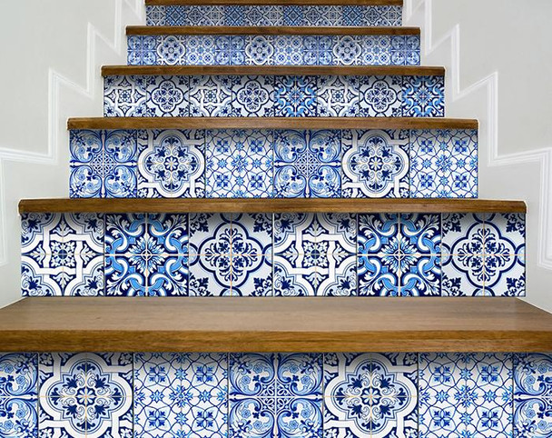 6" X 6" Azul Multi Mosaic Peel and Stick Tiles