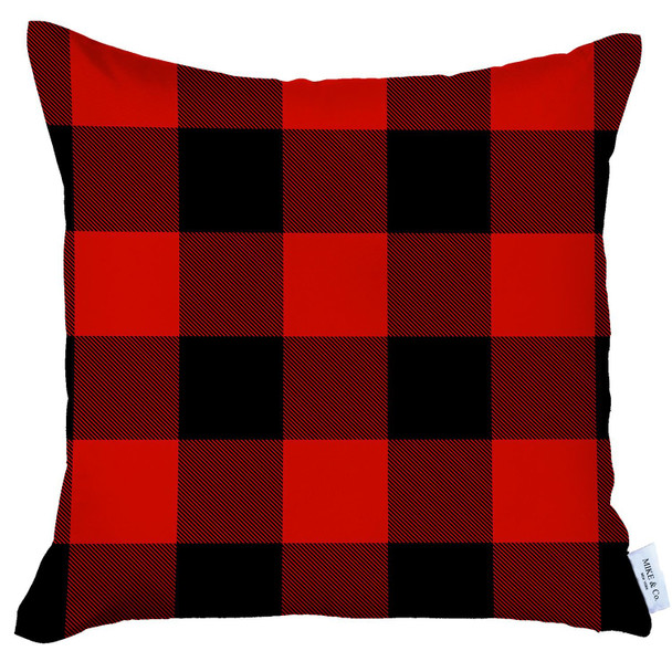 Red and Black Buffalo Plaid Throw Pillow