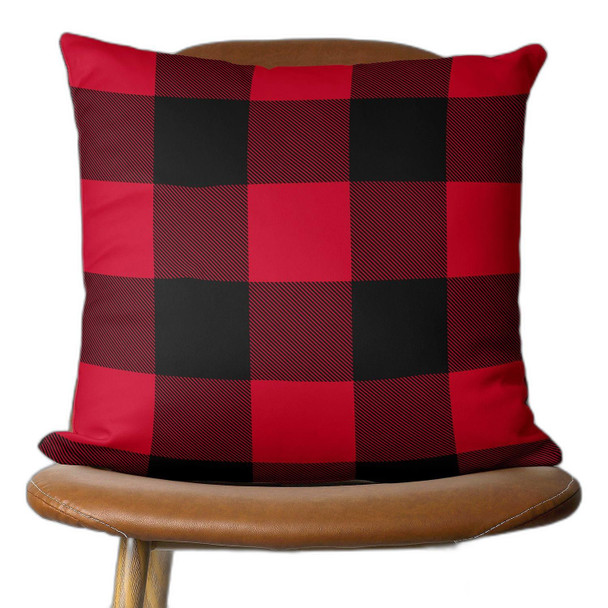 Red and Black Buffalo Plaid Throw Pillow Cover