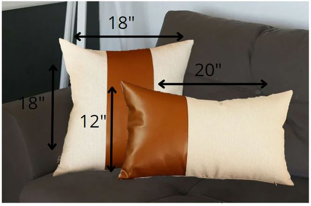 Set of 2 Brown and White Modern Throw Pillows