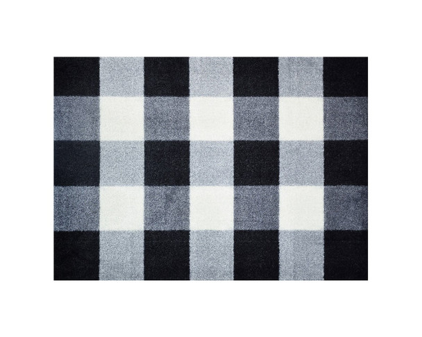 2' x 3' Black and White Buffalo Check Washable Floor Mat