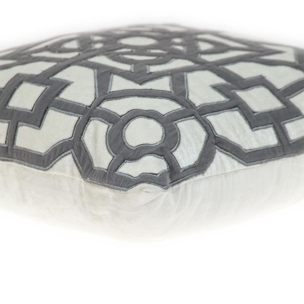 Gray and White Lattice Velvet Throw Pillow