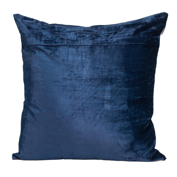 Beige Gold and Blue Tufted Velvet Square Pillow