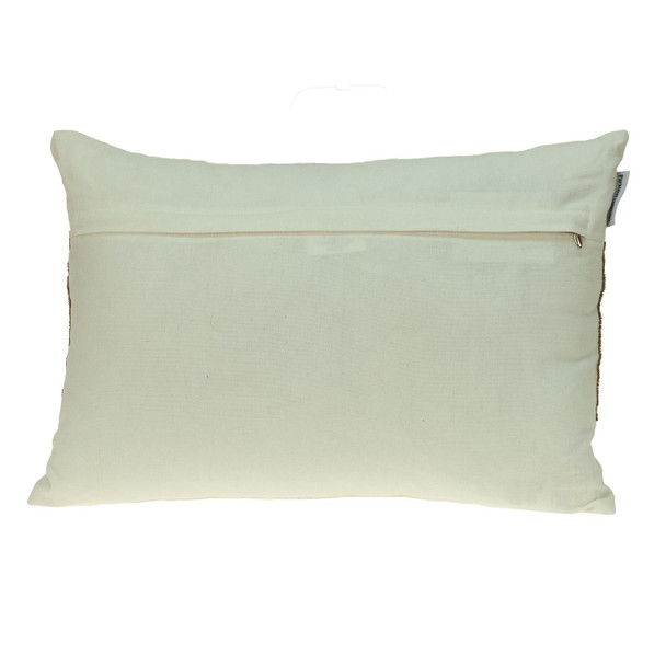 Glam Off White with Golden Sequins Lumbar Throw Pillow