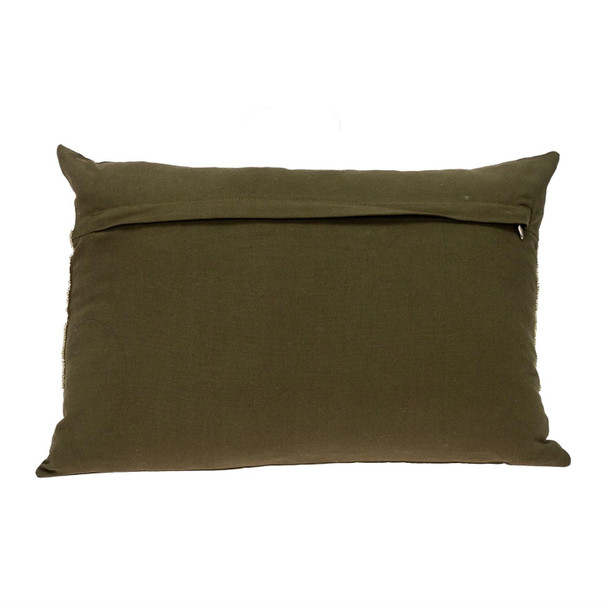 Glam Olive with Gold Sequins Lumbar Throw Pillow