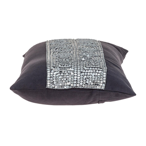 Glam Gray with Silver Sequins Lumbar Throw Pillow