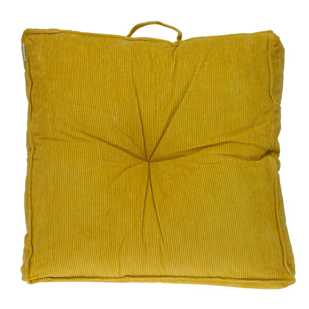 Corduroy Styled Yellow Tufted Floor Pillow