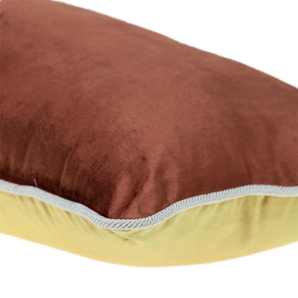 Reversible Gold and Brown Lumbar Velvet Throw Pillow