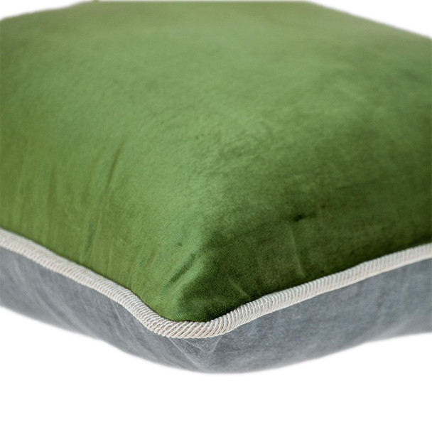 Reversible Blue and Green Square Velvet Throw Pillow