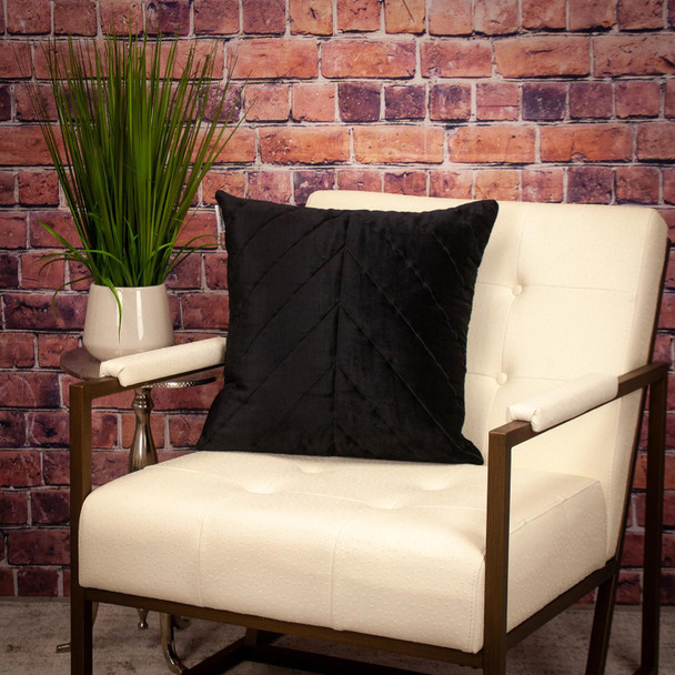 Quilted Velvet Arrows Black Decorative Throw Pillow