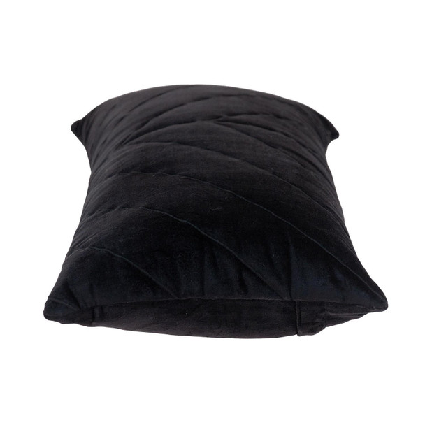 Quilted Velvet Arrows Black Decorative Lumbar Pillow